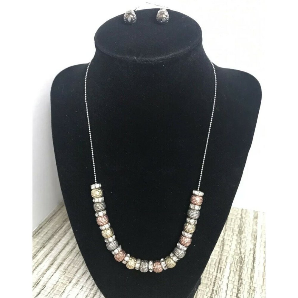 Gorgeous Mulitcolored Beaded Necklace With Crystals‎ Heavy NICE